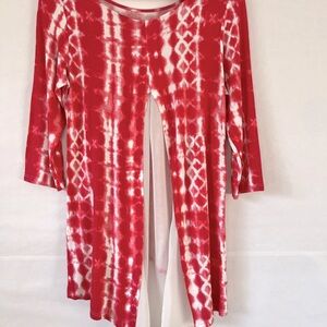 Women’s High-Low Blouse with Peek-a-boo Mesh Back in Tie-Dye Color block